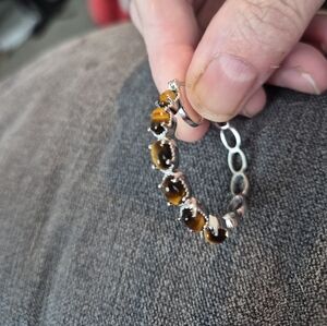 Elegant Silver and Brown Women's Earrings